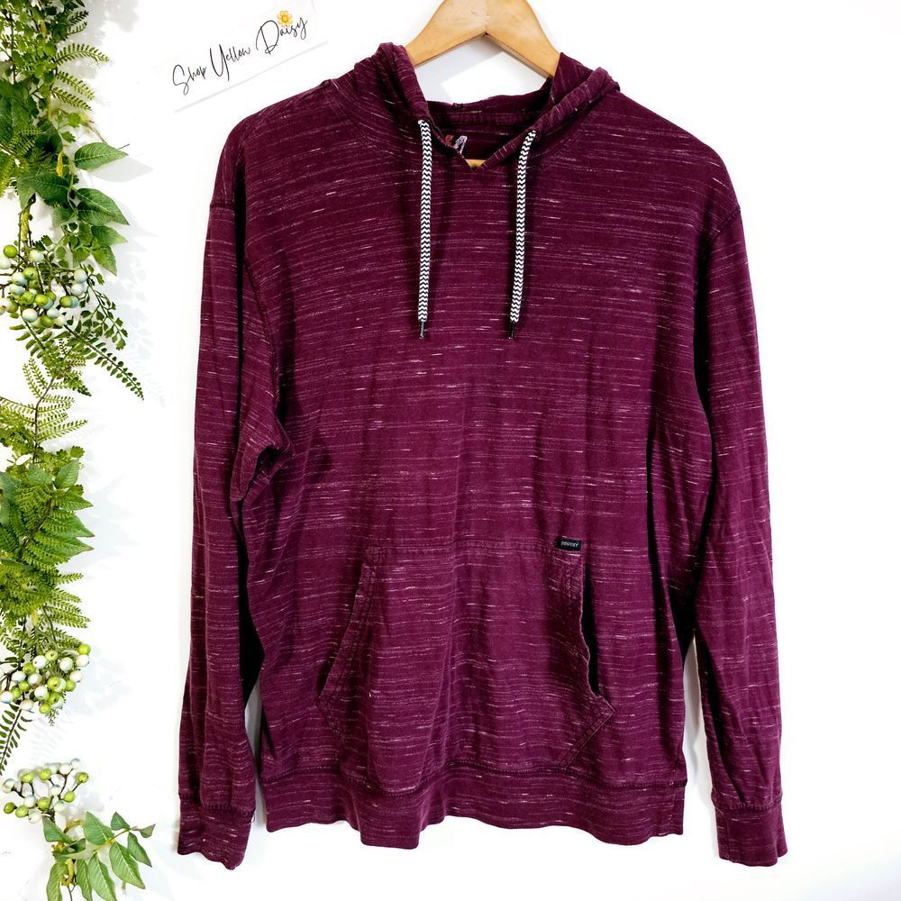 Amplify Mens Long Sleeve Hoodie Shirt Burgandy Front Pocket Sz L -‎ Ls330.11